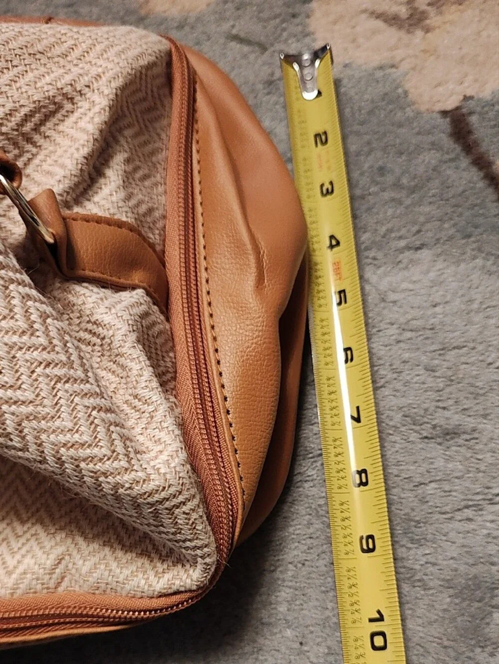 DSW Beige and Tan Canvas Tote with Faux-Leather Trim